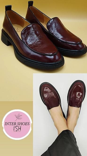 туфли милицейский: Женские лоферы бордового цвета - Модель: классические лоферы без — 6
