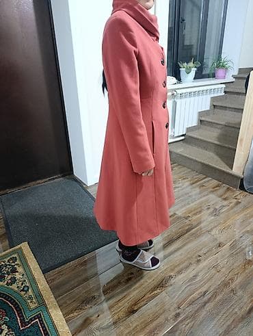 белая накидка: Пальто, Классика, Осень-весна, По колено, Приталенная модель, M — 2