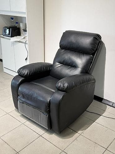 угловой диван с ящиками: Реклайнер, цвет - Черный — 1