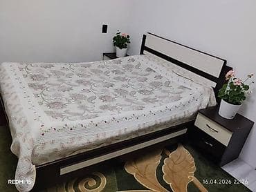 Спальный гарнитур, Двуспальная кровать, МДФ, цвет - Коричневый