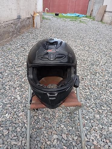 ролики и самокат: Мотошлем AXOR (полноразмерный, интеграл), цвет — глянцевый черный — 4