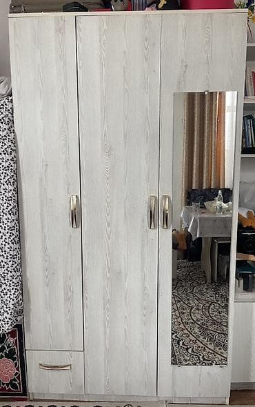 Шкаф-купе/распашной трехдверный с зеркалом - Материал: ЛДСП с