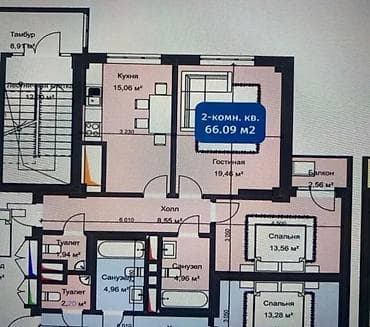 Квартиры: 2 комнаты, 66 м², Элитка, 12 этаж, Евроремонт — 6