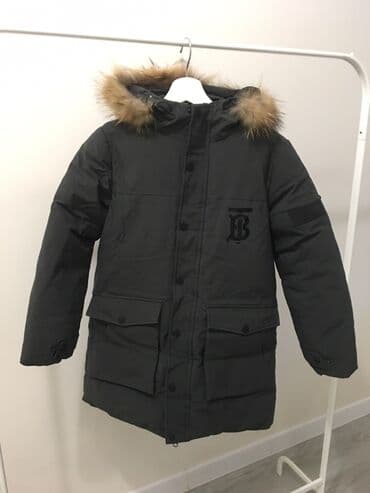 Пуховая парка Burberry, темно‑серый цвет. Куртка зимняя подростковая