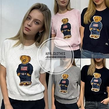 кофта на девочку: Женский трикотажный джемпер с коротким рукавом и объёмной нашивкой — 6