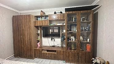 Стенка-шкаф, Тип стенки-шкафа: Горка, Для зала, Б/у, Особенности: С отделением под телевизор
