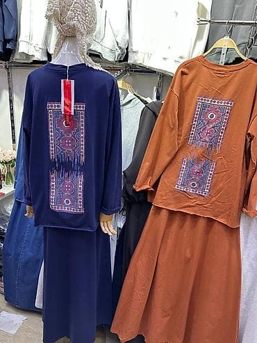 ковта: Женский комплект из мягкого трикотажа: свободный лонгслив + длинная — 4