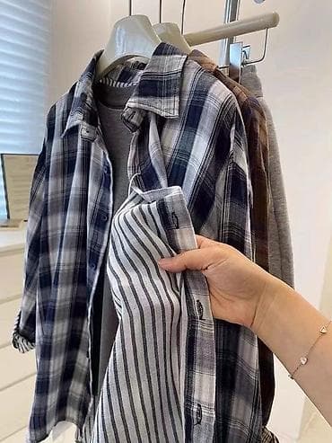 Рубашка в клетку, мужская/женская/унисекс - Классический крой с