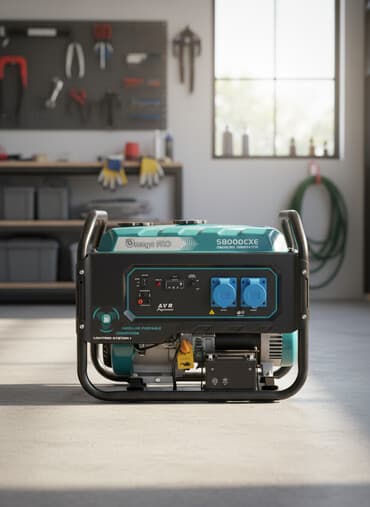 Бензиновый генератор Omega PRO S8000CXE, выполненный в черном и