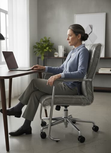 удобная офисная мебель: Офисное кресло, С колесиками, цвет - Серый, Другой материал — 1