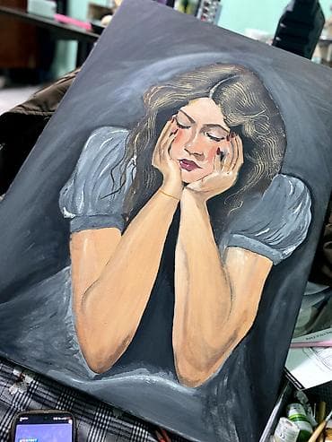 Постельное белье: Картина «Задумчивость» Сүрөттүн өлчөмү 60×70 - Жанр: портрет - — 4