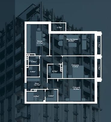 Недвижимость: 3 комнаты, 123 м², Элитка, 3 этаж, ПСО (под самоотделку) — 2