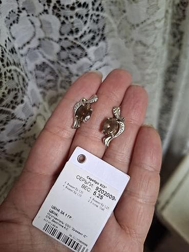 серебряное кольцо женское: Гарнитур из серебра 925 пробы. камни раух-топаз, фианиты.кольцо 18 — 4
