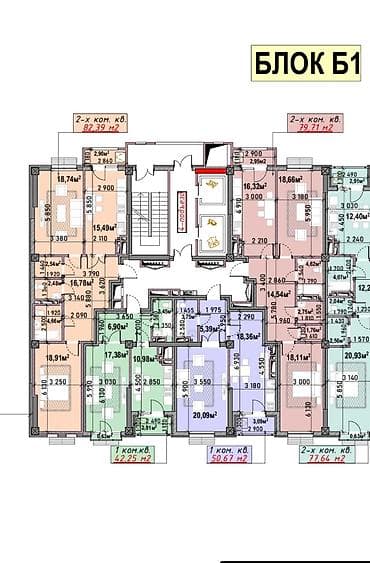archa group: 2 комнаты, 84 м², Ала-Арча ТРЦ Элитка, 11 этаж, ПСО (под самоотделку) — 3