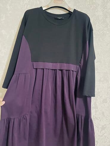 длинные повседневные платья в пол: Повседневное платье, Турция, Лето, Короткая модель, Трикотаж, Трапеция, S, 2XL, XL — 9