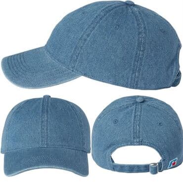 брендовые мужские спортивные костюмы из турции: Russell Athletic. Джинсовая кепка. 100% хлопок, деним с эффектом — 2