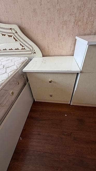 Кийим үчүн комоддор: Уктоочу бөлмө гарнитуру, Эки кишилик керебет, түсү - Ак — 6