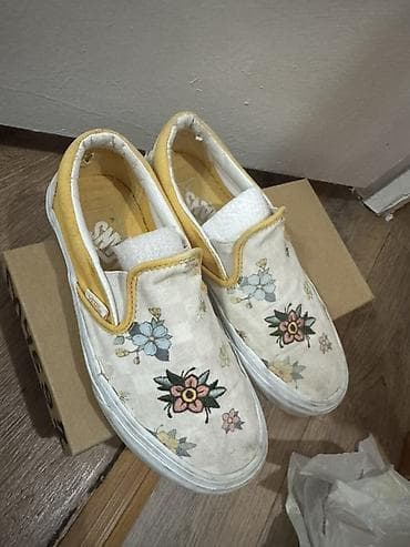 джинсы с подтяжками: Кроссовки, 37, Vans, Б/у, цвет - Бежевый — 1