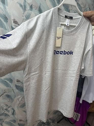 Футболки: Футболка Reebok, унисекс - Дизайн: фирменные логотипы Reebok в синем — 4