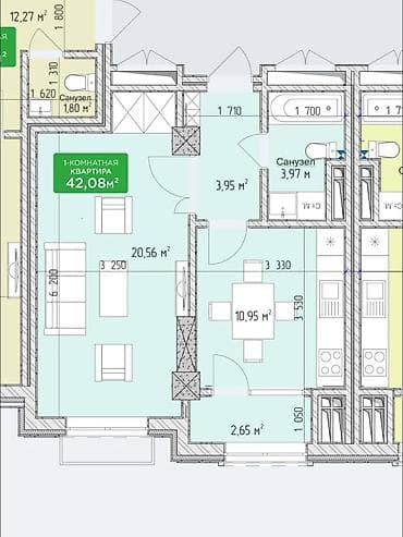 erl group: 1 комната, 42 м², Элитка, 11 этаж, Готовая ПСО (под самоотделку) — 2