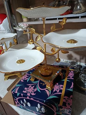 подставка для украшения: Этажерка-конфетница для сервировки на 3 ярусов - Эффектная настольная — 2