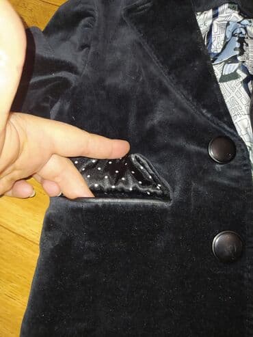 твидовый пиджак: Стильный бархатный пиджак с кожаными вставками на 1,5 -2 года — 6