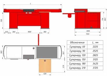 оборудование для кассы: Кассовый бокс - модель СУПЕРНЕРУ Длина транспортера, мм	600 Общая — 4