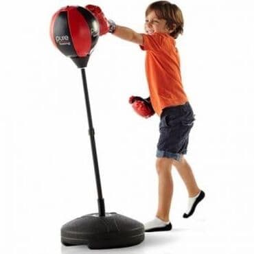 купить надувной батут для бизнеса: Детская боксерская груша с перчатками Напольный детский боксерский — 2