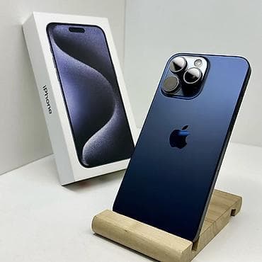 IPhone 15 Pro Max, Б/у, 256 ГБ, Blue Titanium, Защитное стекло, Коробка, Чехол, 88 %