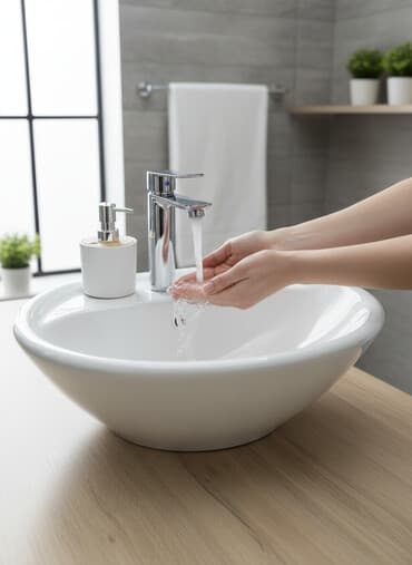 дозатор: Раковина для ванной, Круглая форма, Материал: Керамика — 1