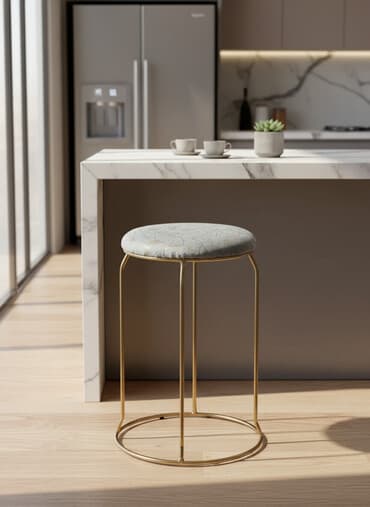 все для туалета: Пуф-табурет на металлическом каркасе - Круглое сиденье с мягкой — 1