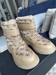 сапоги из натурального меха и кожи: Сапоги, 41, Guess, Новый, цвет - Бежевый, Самовывоз — 9