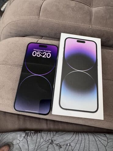 IPhone 14 Pro Max, Б/у, 256 ГБ, Deep Purple, Зарядное устройство, Кабель, Коробка, 88 %