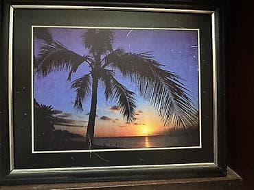 Набор настенных картин в рамах (4 шт.) 1) Тропический закат -