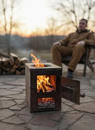 топчан из металла с крышей: Печь-буржуйка металлическая с варочной поверхностью. Описание: - — 1