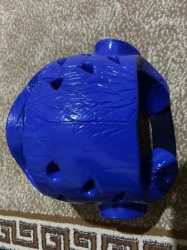 Перчатки: Комплект экипировки для единоборств (синий): - Шлем MOOTO с полной — 9