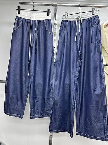 джинсы с мотней мужские: Джинсовые брюки свободного кроя (wide leg) - Материал: плотный деним — 1