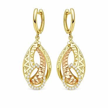 Серьги из золота 585 с цирконом — ADAMANT - Артикул: 28620 -