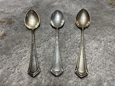 Чайные ложки. Серебро. Германия. 1920-е. Набор из трёх чайных ложек в