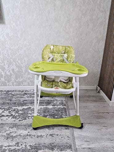 дошка: Детский стульчик для кормления, зелёный - Удобный высокий стул со — 2