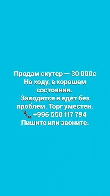 Скутер. Заводится с пол‑оборота, едет без проблем. На ходу. Возможен — 1