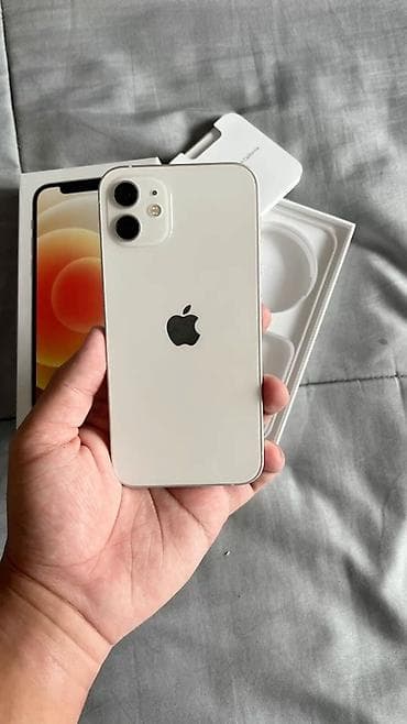 IPhone 12, Б/у, 128 ГБ, Белый, Коробка, 76 %