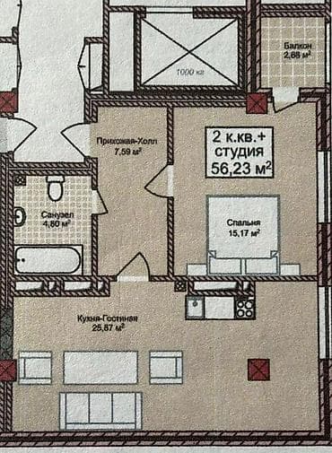 sweet home: 2 комнаты, 56 м², Элитка, 8 этаж, Готовая ПСО (под самоотделку) — 2