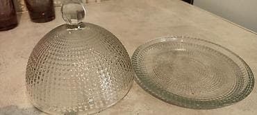 стеклянные формы: Стеклянная сырница/клош с тарелкой KAVEH, производство Иран! - Диаметр — 4