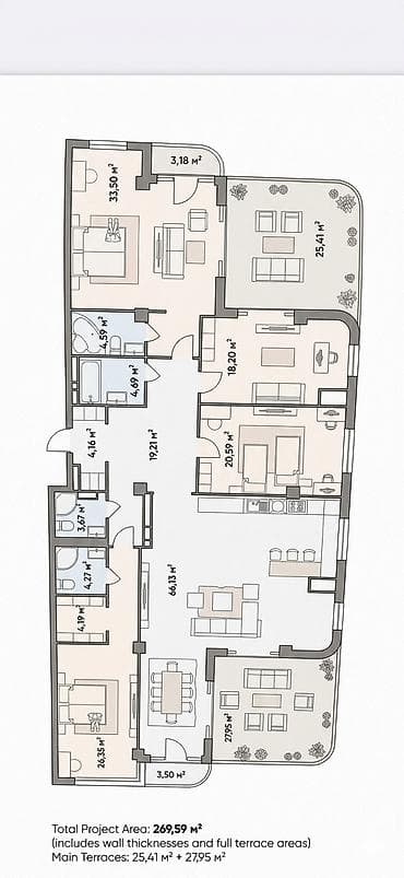 пентхаус стоимость: 5 и более комнат, 270 м², Элитка, 9 этаж, Готовая ПСО (под самоотделку) — 4