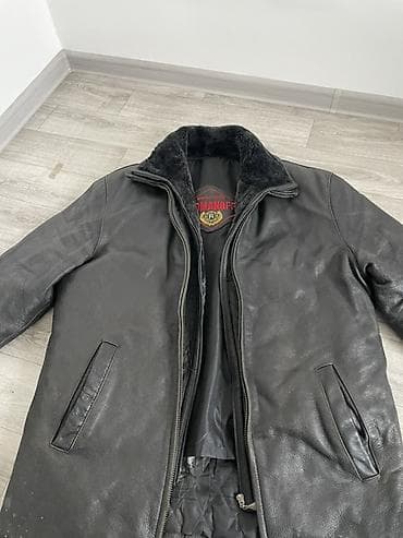 Джинсы: Кожаная куртка, Классическая модель, Натуральная кожа, С утеплителем — 1