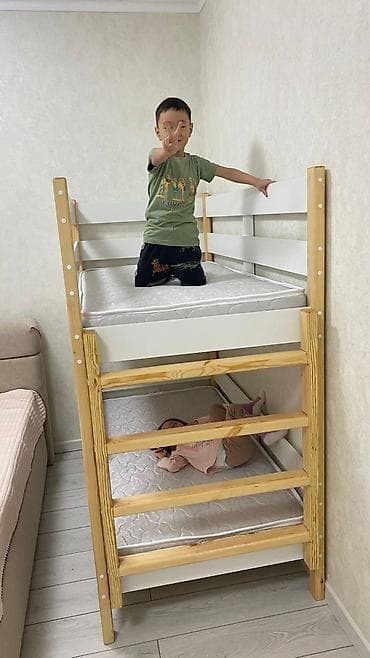 двухъярусные кровати из дерева: Двухъярусная детская кровать, Натуральное дерево, цвет - Белый — 6
