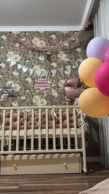 бортики в кроватки с: Детская приставная кроватка, Б/у, Без колесиков, цвет - Бежевый — 3