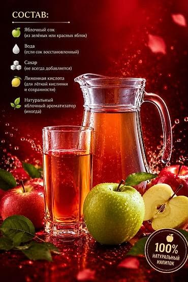 продам яблоки: Яблочный напиток 100% натурального происхождения. Описание: - Основа — 1