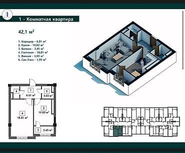 erl group: 1 комната, 42 м², Элитка, 15 этаж, Готовая ПСО (под самоотделку) — 1
